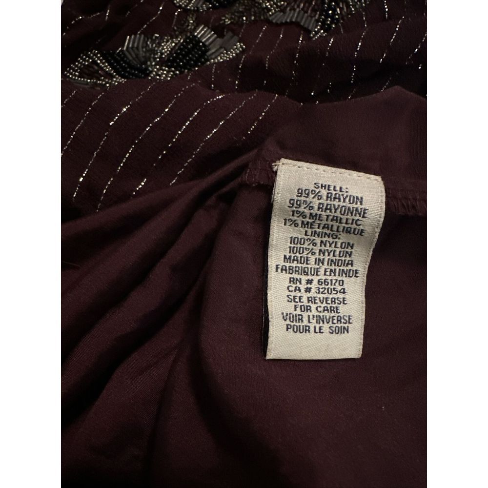Ranna Gill Cassel Wine Blouse Sz M Petite Anthropologie MSRP $148 Beaded - Picture 5 of 5
